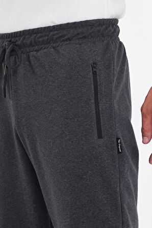 Erkek Cepleri Fermuarlı Antrasit Bermuda Diz Altı Kapri Beli Ayarlanabilir Lastikli Uzun Şort