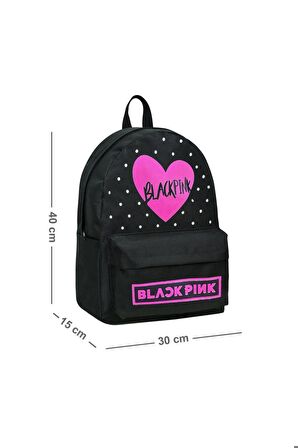 TREND Black Pink Sırt Ve Okul Çantası Kalpli