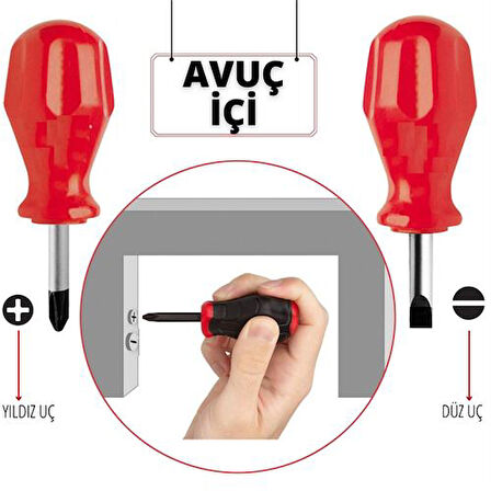 ModaCar High-Torque Avuçiçi DÜZ-YILDIZ Uçlu Tornavida Seti