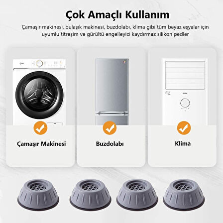 Çamaşır Makinesi Titreşim Önleyici Kaydırmaz Vantuzlu Stoper Set (4582)