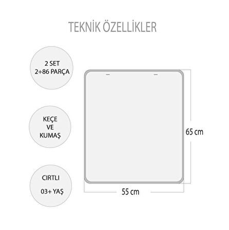 2 Set - 86 Parça  Takvimi Öğreniyorum (2023) Keçe Duvar Panoları , Eğitici Oyuncak