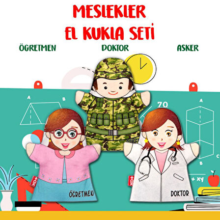 3 Parça  Meslekler El Kukla Set , Eğitici Oyuncak