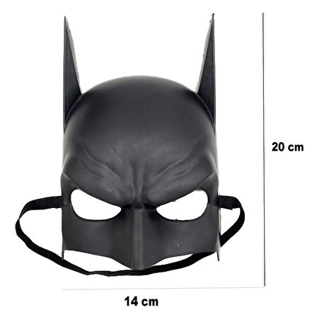 Siyah Renk Çocuk Boy Arkadan Lastikli Batman Maskesi A Kalite  20x14 cm