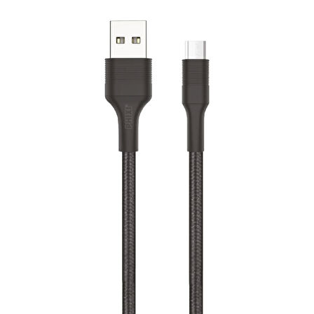 Force Cb431m Hasır Örgü Ve Ekstra Güçlendirilmiş Silikon Başlıklı Micro Usb Hızlı Şarj Ve Data Kablo