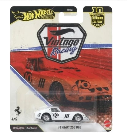Hot Wheels Ferrari 250 Gto Vintage Racing Araba 1/64 Ölçek Metal Gövde Koleksiyonluk Oyun