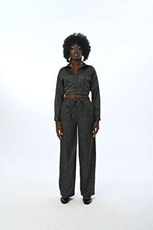 KADIN BELİ LASTİKLİ BOL PAÇA DÜZ RENK PANTOLON