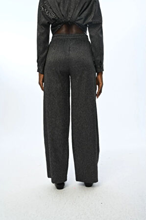 KADIN BELİ LASTİKLİ BOL PAÇA DÜZ RENK PANTOLON