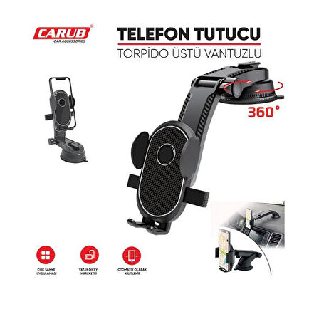 CARUB Telefon Tutucu Ayarlı Carbon Vantuzlu