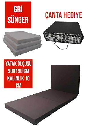 Katlanır Yer Yatağı-sünger Yatak-minder Yatak-90x190cm 10cm-çok Amaçlı Yatak-Ramy Keten Kahverengi