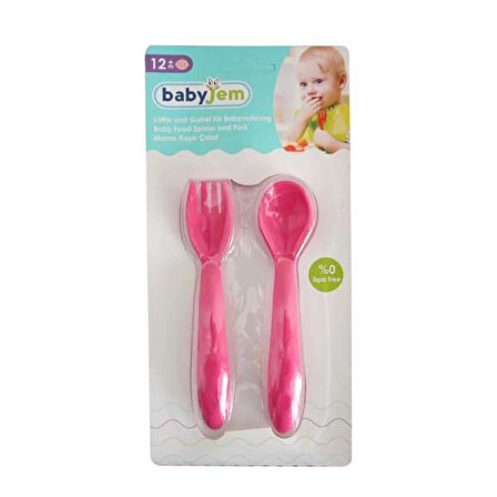 Babyjem Mama Kaşık Çatal Takımı - Pembe Bebek %0 BPA FREE