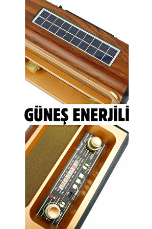 Dx-88 Vintage Büyük Boy Bluetoothlu Nostaljik Radyo & Kumandalı Ahşap Güneş Enerjili Hoparlör