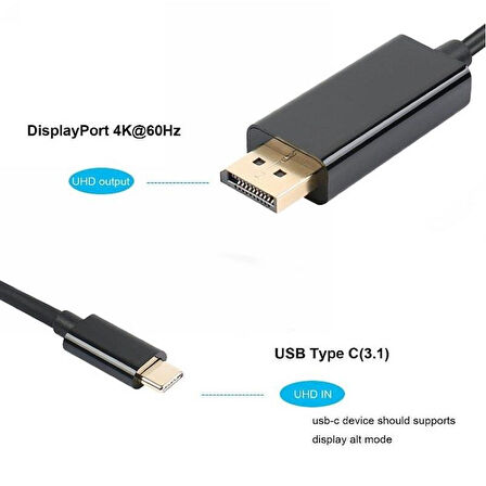 4467 Type C Usb 3.1 To Displayport Çevirici Dönüştürücü Adaptör Kablosu.