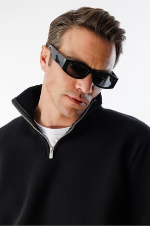 Unisex Sweatshirt Rahat Kesim Pamuklu Içi Polarlı Yarım Fermuarlı Dik Yaka Sweatshirt