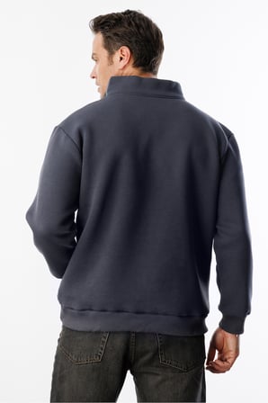 Unisex Sweatshirt Rahat Kesim Pamuklu Içi Polarlı Yarım Fermuarlı Dik Yaka Sweatshirt