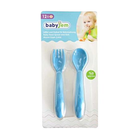 Babyjem Mama Kaşık Çatal Takımı - Mavi Bebek %0 BPA FREE