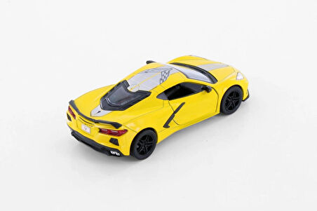 Kinsmart 2021 Chevrolet Corvette Stingray C8 Livery Edition Diecast Car Set Sarı