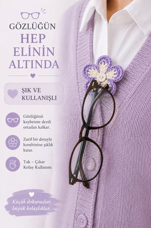 El Örgüsü Gömlek Ceket Aksesuarı 5'li Set Çiçek Broş Tak Çıkar Düğme için Süs Kadın Gömlek Hırka ceket Süsü Gözlük Tutucu Aksesuar