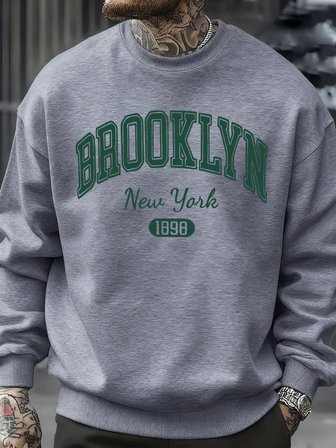Brooklyn New York 1898 Baskılar Kazak Sonbahar Erkek Giysileri Polar Moda Kazak Rahat Bisikle
