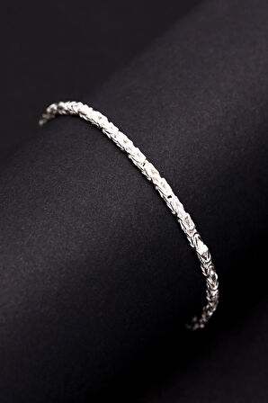 Parlak Kare Kral 3.5 mm Erkek Gümüş Bileklik