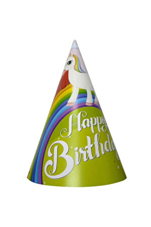 Unicorn Happy Birthday Şapka 8 Li