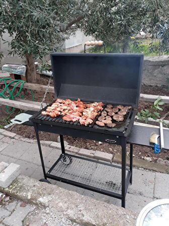 40x70 Demir Kapaklı barbekü Yazlık Tipi Mangal Grill Oluklu Izgara