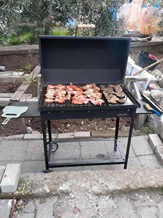 40x70 Demir Kapaklı barbekü Yazlık Tipi Mangal Grill Oluklu Izgara