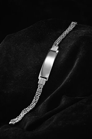 Erkek Gümüş Bileklik - Isim Yazılan 2.8 Mm Çift Kare Kral Zincir Erkek Bileklik