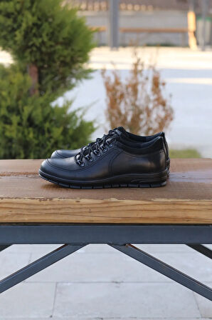 Erkek Sportif Kışlık Kundura Hakiki Deri  Kauççuk Taban Ortobetik ve Bağcıklı