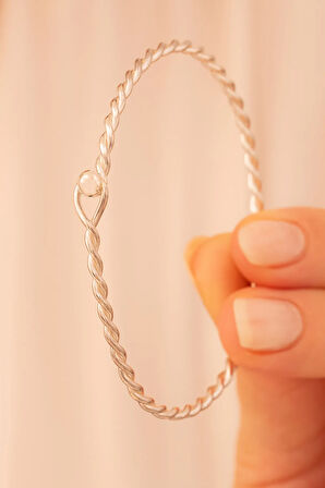 Kadın Gümüş Bileklik - El Yapımı İnce Gümüş Zahir Kadın Bileklik Kelepçe