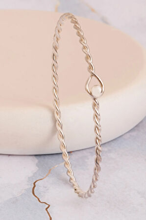 Kadın Gümüş Bileklik - El Yapımı İnce Gümüş Zahir Kadın Bileklik Kelepçe