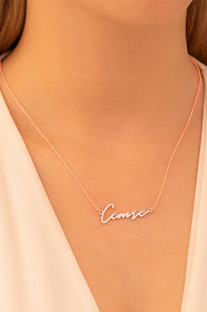 Kadın Gümüş Kolye - Cemre Yazılı 925 Ayar Gümüş Rose Kaplama Kadın Kolye