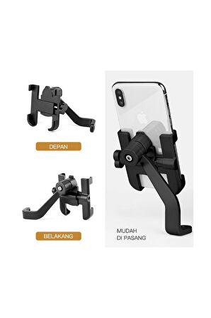 Alüminyum Gövdeli Metal Ayna Bağlantılı Motosiklet Telefon Tutucu 7 İnç Xl