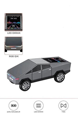 D68 Cyber Model Araba Tasarımlı Bluetooth Hoparlör 15w Güçlü Ses Rgb Led /tws/usb Gri