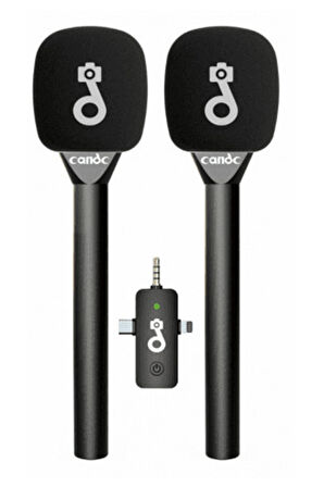 Çift Mikrofonlu Profosyonel Kablosuz Yüksek Kaliteli Ses Kaydı Röportaj Mikrofonu
