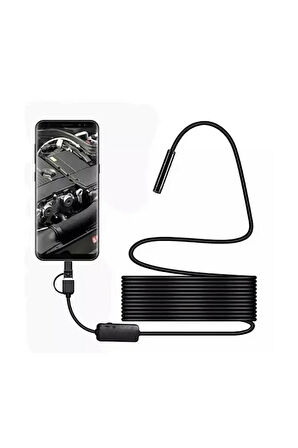 Vtn-02 Endoskop Yılan Video Kamera Led li 2 Metre 7 Mm Sert Kablo Su Geçirmez