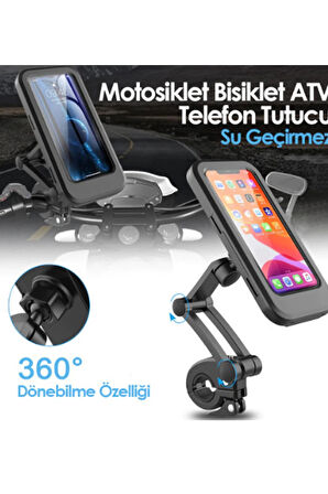 Gidon Bağlantılı Su Geçirmez Mıknatıslı Motorsiklet Telefon Tutucu