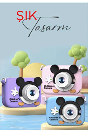 Mini 1080p Hd Çocuk Kamera Dijital Fotoğraf Makinesi 2.0 Inç Ekran 5 Adet Oyun Pembe