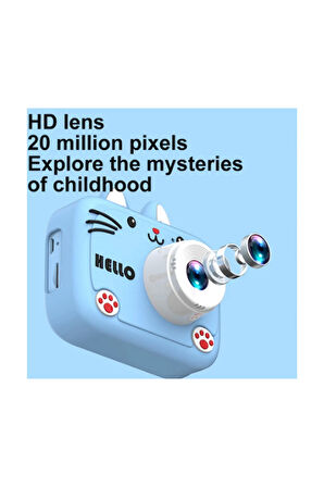 Hello Çocuk Dijital Fotoğraf Makinası 20 Mp Video Kaydedici 2.0 İnç Çift Kameralı Ks-102
