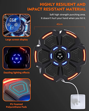 Bluetooth Hoparlör Özellikli Duvar Boks Makinesı  9 Mod Seviye Ayarlı  Müzikli Boks Makinesı