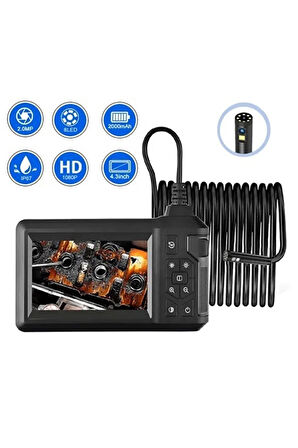 Vtn-093 Ekranlı Çift Kameralı 30 Metre Sert Kablo Yılan Endoskop Kamera 8 Mm 4.3 Inc