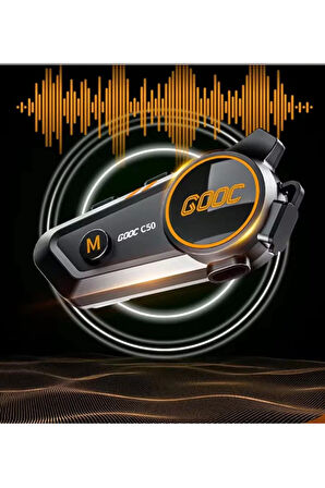 C50 2x Motosiklet Intercom Kask Kulaklık 1500 Mah Rgb Işıklı Çift Eşleşme