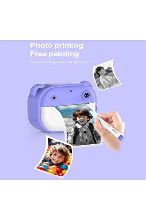 Dijital Video Kayıt Fotoğraf Çocuk Kamerası Anlık Termal Resim Kağıt Baskılı