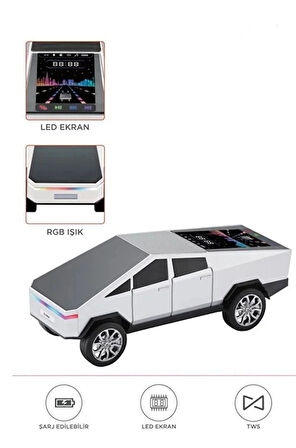 D68 Cyber Model Araba Tasarımlı Bluetooth Hoparlör 15w Güçlü Ses Rgb Led /tws/usb Beyaz