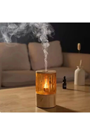 Mum Işığı Görünümlü Taşınabilir 125ml Kapasiteli Işıklı Aroma Yayıcı Hava Nemlendirici