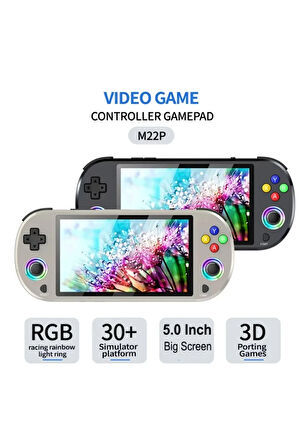 M22 Pro Retro Oyun Konsolu 5.0   ıps Ekran Dahili 20000+ Oyun Emülatörleri Rgb Led Joystick