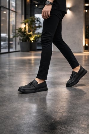 Siyah Deri Fiyonk Detaylı Loafer Ayakkabı - Rahat Ve Şık Tarz,37,38,39,40,41,42,43,44 SİYAH / 38