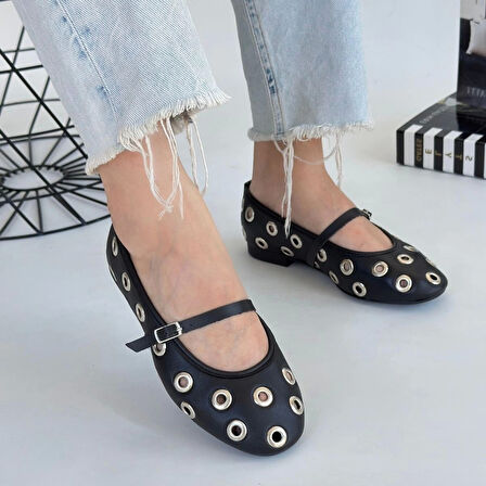 Tinta Siyah Cilt Babet Ayakkabı