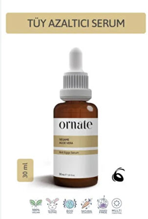 ORNATE Karınca Yumurtası Yağlı Tüy Azaltıcı Ve Tüy Serum 30ml %0.5 Formic Acid %10 Aloe Vera