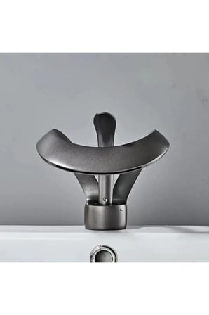 Mat Siyah Şelale Lavabo Bataryası Tek Kollu Tezgah Üstü Loft Tasarım Banyo Musluğu