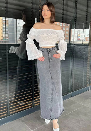 Zalando Likralı Uzun Kot Etek TNS-4427